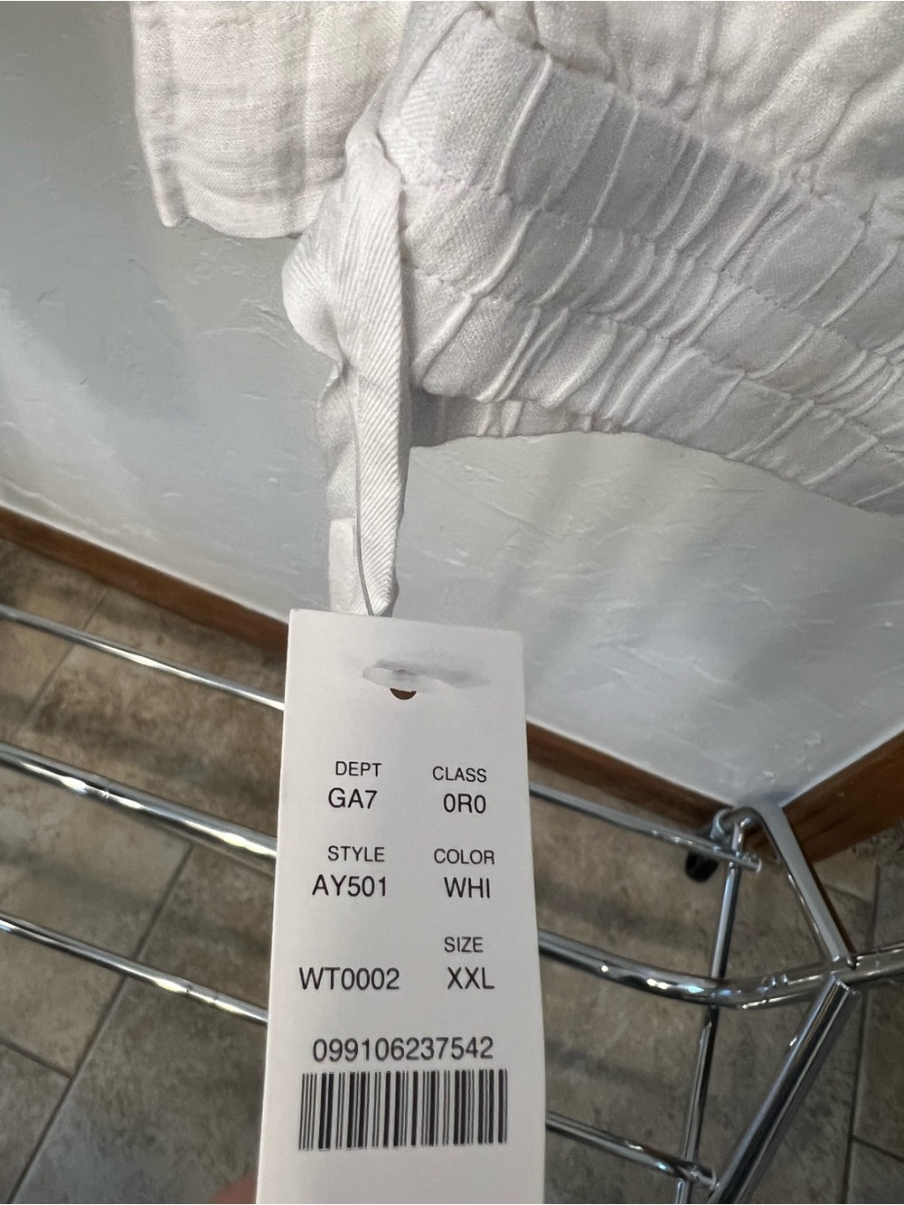 White Linen Drawstring Pants - Picture 2 of 2